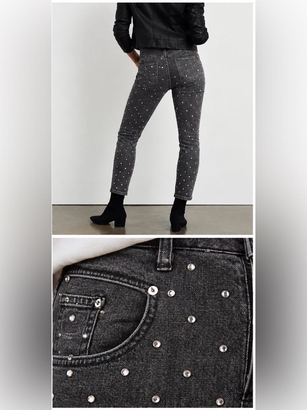 NWT Anthropologie Pilcro Rhinestone Studded Black Washed Jeans